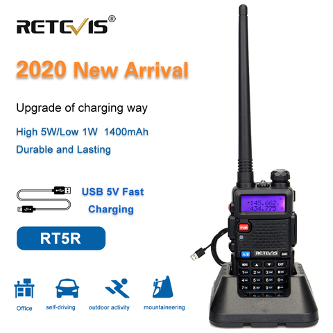 Удобная портативная рация RETEVIS RT5R 5 Вт VHF UHF USB Ham Любительская двухсторонняя рация для страйкбола, охоты, рации для Baofeng UV-5R ► Фото 1/6