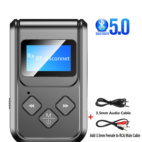Bluetooth-адаптер со светодиодный ным экраном, беспроводной аудиоприемник Bluetooth 5,0, приемник-передатчик для ПК, телевизора, авто, музыкальный Bluetooth-приемник AUX 3,5 мм ► Фото 1/6
