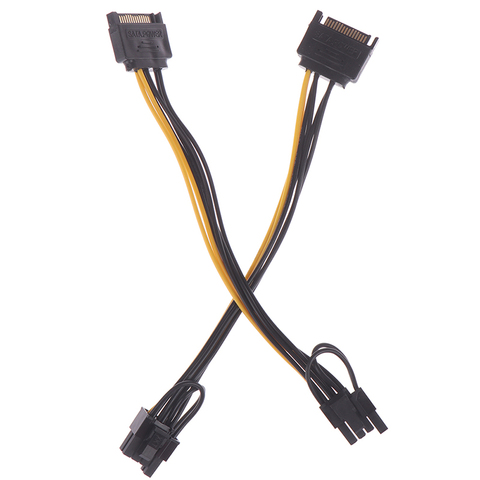 Кабель питания PCI-E с 15 штырьками SATA (6 + 2), кабель питания 20 см, кабель SATA от 15 до 8 штырьков, провод для графической карты, 1 шт. ► Фото 1/6