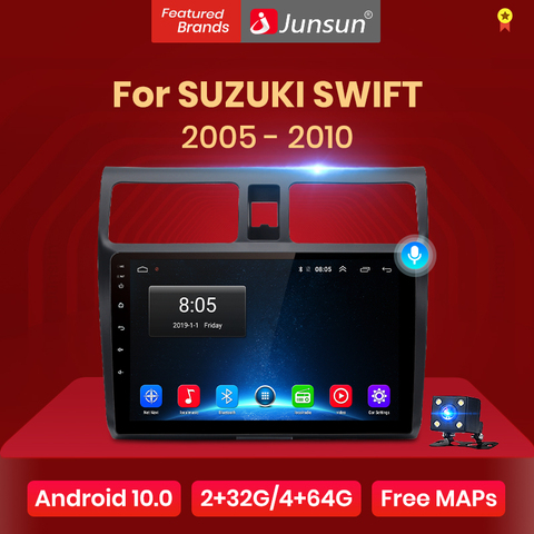 Код черной пятницы:SOBLACK500)Мультимедийная система Junsun V1 для Suzuki, мультимедийный проигрыватель на Android 10,0, 2 Гб ОЗУ, 32 Гб ПЗУ, с GPS Навигатором и DSP звуком, для Suzuki Swift 2005-2010, типоразмер 2 din ► Фото 1/6