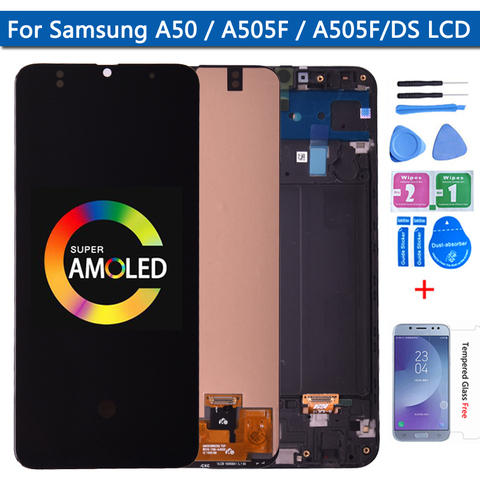 Super AMOLED дисплей 6,4 дюйма, для Samsung Galaxy A50 A505 A505F/DS A505FD A505F A505A, ЖК-дисплей, сенсорный экран, дигитайзер, стекло Assem ► Фото 1/6