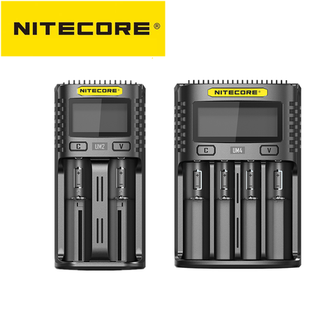 Оригинальное зарядное устройство Nitecore UM4 UM2 USB QC, зарядное устройство с интеллектуальной электронной схемой, глобальное страхование, li-ion AA AAA... ► Фото 1/6