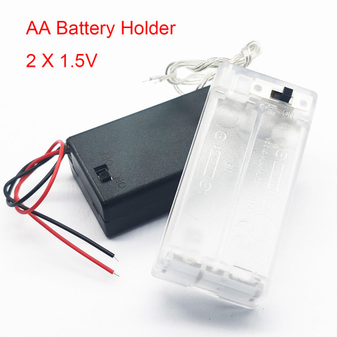 Черный/прозрачный Чехол-держатель для аккумулятора 2X1,5 V AA 2 AA 3V чехол для аккумулятора AA с переключателем ► Фото 1/1
