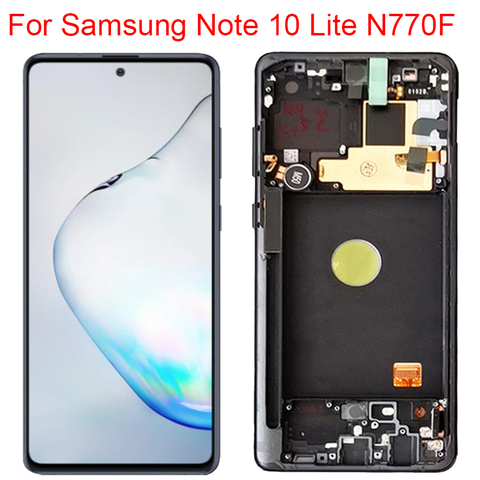 Протестированный ЖК-дисплей N770F для Samsung Galaxy Note 10 Lite, дисплей с рамкой Super AMOLED Note10 Lite SM-N770F/DS, запчасти для сенсорного ЖК-экрана ► Фото 1/5