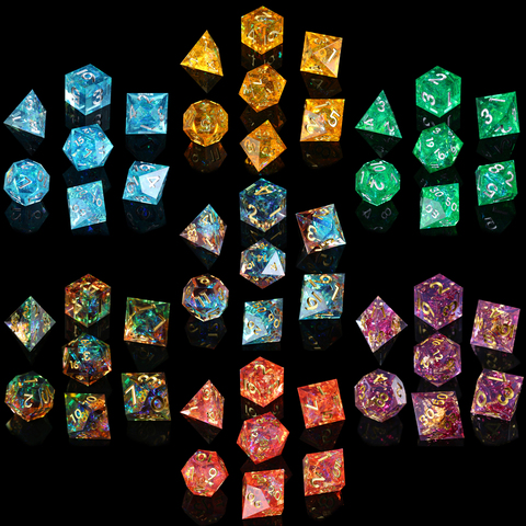 Набор костей для ролевых игр, DND 7PCS зеркало ручной работы Polyhedral набор костей для D & D Подземелья и Драконы настольные игры ролевые игры ► Фото 1/6