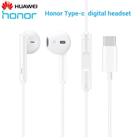 Оригинальные наушники Huawei Honor Type-c usb-c AM33, гарнитура с регулировкой громкости и микрофоном, шумоподавление, кнопки управления наушниками ► Фото 1/6