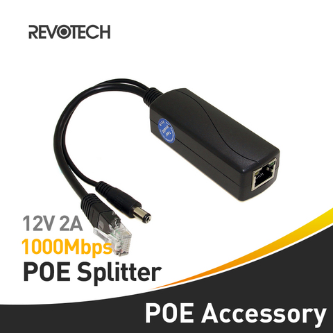 Разветвитель PoE на выходе 12 В, 2 А со стандартом IEEE 802.3af/at и разъемом 10/100/1000 м Power over Ethernet для IP-камеры 5,5x2,1 мм ► Фото 1/4