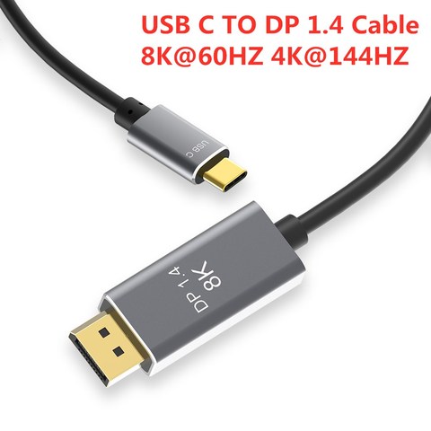 Кабель Thunderbolt 3 USB C DP1.4 для порта отображения 1,4 8K 30hz 4K 144HZ PVC, алюминиевый сплав, кабель для дисплея MacPro XDR ► Фото 1/6