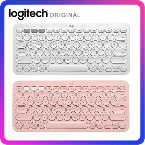 Миниатюрная беспроводная Bluetooth-клавиатура Logitech K380, ультратонкая портативная многофункциональная клавиатура розового и белого цвета для ... ► Фото 1/6