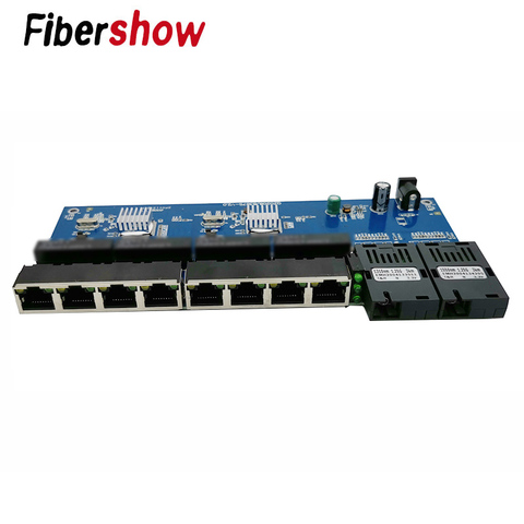 Гигабитный Ethernet-коммутатор волоконно-оптический медиа конвертер pcba 8 RJ45 UTP 2 волоконный порт 10/100/1000 M печатной платы ► Фото 1/6