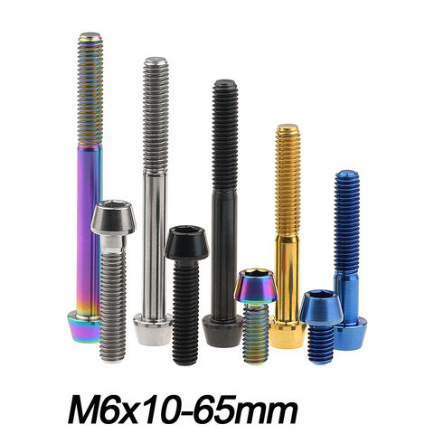 Титан Ti M6x10 15, 16, 18, 20, 25 30 35, 40 45 50 55 60 65 мм шестигранный ключ конусности головки винта для велосипедная рулевая колонка тормозной Bicicleta болты ► Фото 1/6