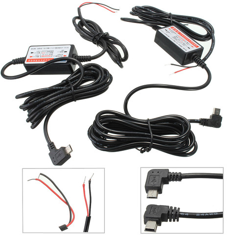 DC 5V 2A Mini / Micro USB Port Wire Cable Car Charger Kit For Camera Recorder DVR Exclusive Power Supply Box Buck Line Kit ► Фото 1/5