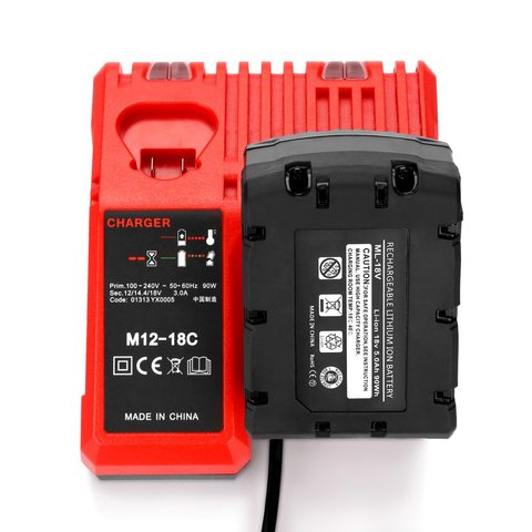 M12-18C литий-ионный аккумулятор зарядное устройство для Milwaukee 12 V 14,4 V 18V C1418C 48-11-1815/1828/1840 M18 M14 M12 литиевая батарея ► Фото 1/6