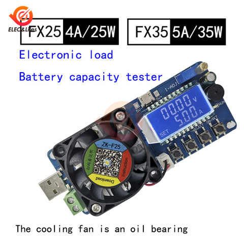 FX25 4A 25 Вт/FX35 5A 35 Вт электронный тестер емкости аккумулятора постоянного тока USB детектор мощности регулируемый резистор ► Фото 1/6