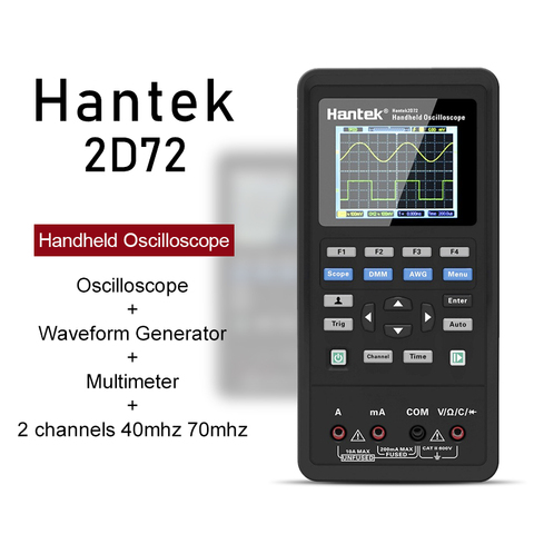 Портативный цифровой осциллограф Hantek 2D72 2D42 3 в 1 Новый мультиметр тестер генератор сигналов USB Портативный 2-канальный 70 МГц ► Фото 1/6