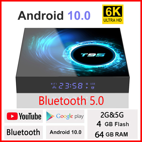 Лучшие Смарт ТВ коробка 2022 T95 plus HD 6K Android 10,0 Allwinner H6 4 Гб 64 Гб оперативной памяти, 32 Гб встроенной памяти, Wi-Fi, Media Player PK X96Max плюс TXS9 Android TV box ► Фото 1/6