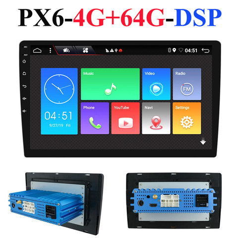 1 din DSP Android 10 Восьмиядерный PX6 автомобильный Радио Стерео GPS Navi Аудио Видео блок ПК Wifi BT HDMI AMP 7851 OBD DAB + SWC 4G + 64G ► Фото 1/6