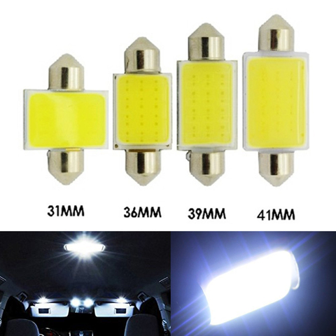 10 шт./лот 31 мм 36 мм 39 мм 41 мм COB Festoon LED 1,5 W 12-SMD Внутреннее освещение 12 В постоянного тока, Автомобильные светодиодные лампы, лампа для внутреннего освещения, лампа для чтения ► Фото 1/6