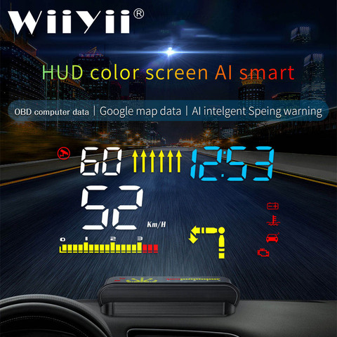 Новейший M15 автомобильный проекционный дисплей HUD с GPS-навигацией OBD2 сканер бортовой компьютер с сигнализацией скорости проекция автомобил... ► Фото 1/6