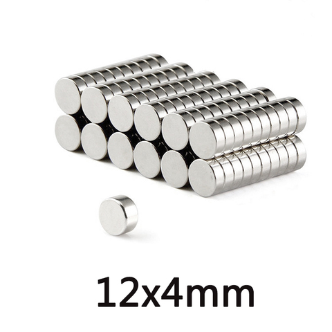 Круглые неодимовые магниты N35, постоянный мощный магнит NdFeB 12 х4 мм, 20/50/100 шт., 12 х4 мм ► Фото 1/4