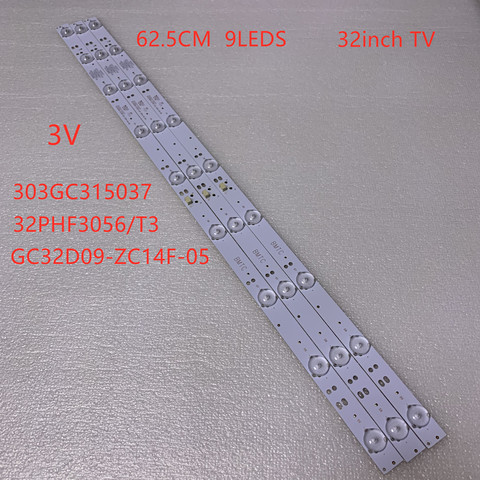 Светодиодная панель 3 шт. = 1 комплект 62,5 см для P h ili ps 32 дюйма 321E5Q 32PHF3056/T3 GC32D09-ZC14F-05 303GC315037 3v ► Фото 1/4