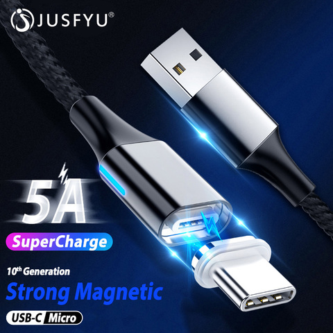 Магнитный кабель 5A Micro usb Type C, супер быстрая зарядка для Huawei P30, Samsung, xiaomi redmi note 8 pro, iphone XR, usb кабель ► Фото 1/6
