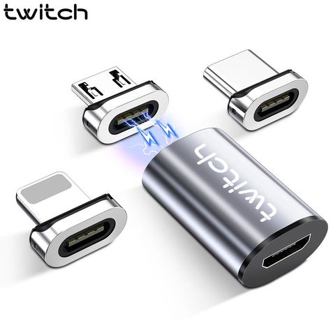 Магнитный адаптер Twitch Micro USB к USB C, коннектор Micro USB для Iphone, Xiaomi, Huawei, Samsung, Магнитный адаптер для зарядки ► Фото 1/6