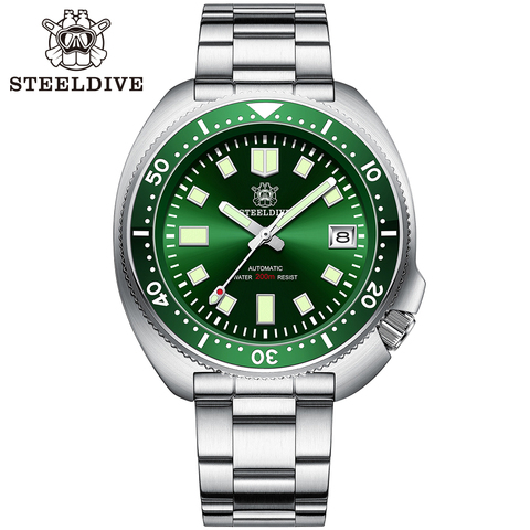SD1970-GR Steeldive резиновая лента 44MM Мужские часы для дайвинга NH35 с зеленой керамической рамкой ► Фото 1/6