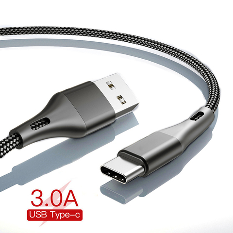 USB Type C кабель 3A, 2 м, быстрая зарядка, провод для Samsung Galaxy S20 Plus, Xiaomi mi9, Huawei, мобильный телефон, планшет, USB C, зарядный кабель ► Фото 1/6