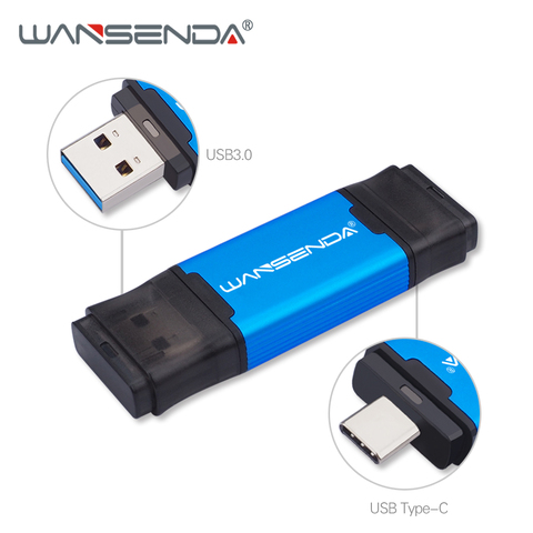 Новинка WANSENDA USB 3,0 TYPE C USB флеш-накопитель 512 ГБ 256 ГБ 128 Гб 64 ГБ 32 ГБ 16 ГБ флеш-накопитель внешний накопитель для Android/ПК ► Фото 1/6