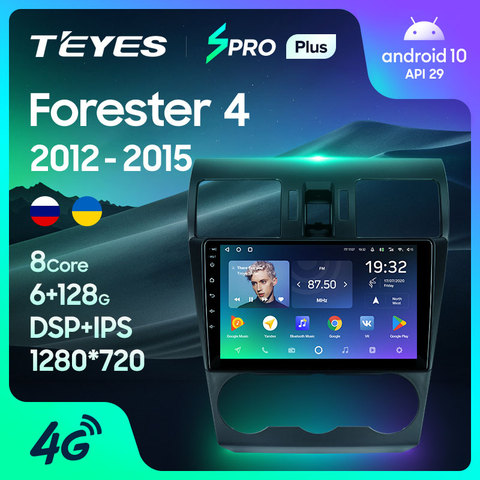 TEYES SPRO Plus Штатная магнитола For Субару Форестер 4 For Subaru Forester 4 SJ 2012 - 2015 Android 10, до 8-ЯДЕР, до 4 + 64ГБ 32EQ + DSP 2DIN автомагнитола 2 DIN DVD GPS мультимедиа автомобиля головное устройство ► Фото 1/6