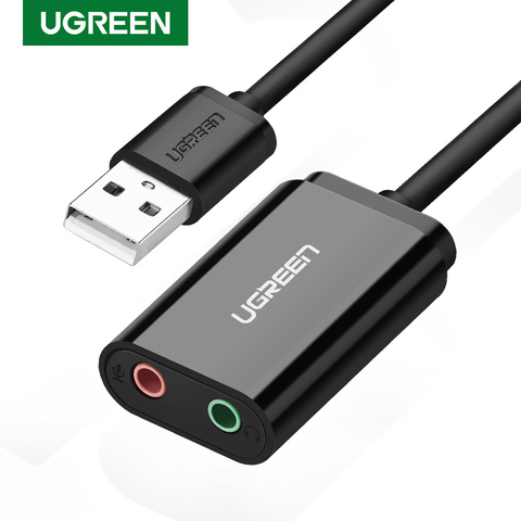 Ugreen Звуковая карта Внешний 3.5 мм USB адаптер USB для микрофона Динамик аудио Интерфейс для PS4 PRO USB компьютера звуковая карты ► Фото 1/6