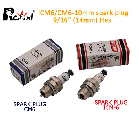 Rcexl ICM6 CM6-10mm иридиевая Свеча зажигания для газового двигателя DLE20/20RA/30/RA/40/55/55RA/60, DLE111, DLA56, DLA32, DLA112, EME55 ► Фото 1/5