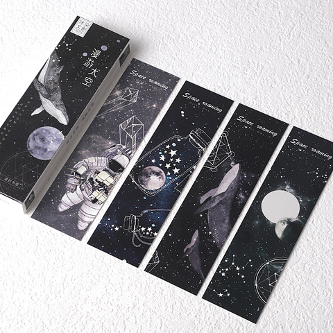 30 шт./компл., креативная космическая Walking Planet Paper Bookmark Cartoon Book Holder, карта сообщений, подарочные канцелярские товары ► Фото 1/5