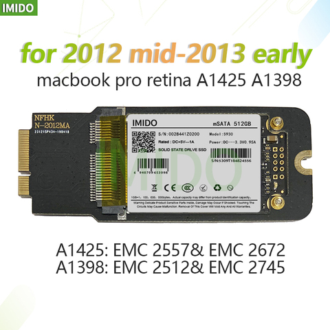 Новый SSD-накопитель 512 ГБ 1 ТБ для раннего Macbook Pro Retina 2012 дюйма 13 дюймов A1425 15 дюймов A1398 SSD твердотельный накопитель 2013 ГБ 2 ТБ для MB A1398 A1425 ► Фото 1/5