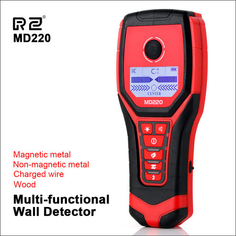 Многофункциональный настенный детектор RZ MD120, профессиональный ручной настенный тестер для обнаружения металла, пластиковых труб, электри... ► Фото 1/6