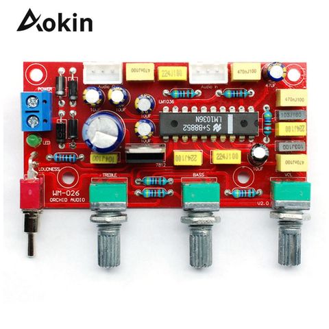 Aokin LM1036 OP-AMP Hi-Fi усилитель предусилитель Объем Тон EQ Управление доска DIY KIT домашний бас предусилитель аудио модуль анти Шум ► Фото 1/6