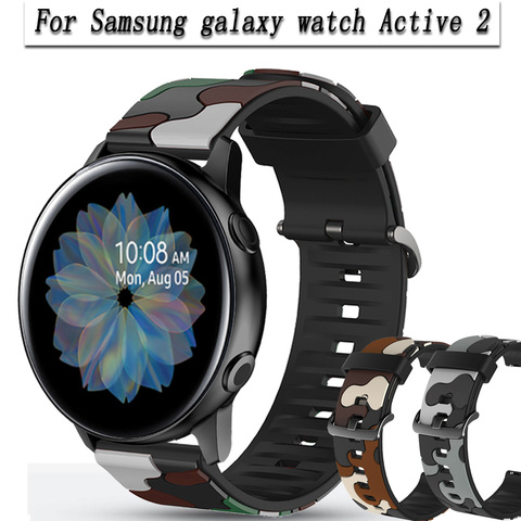 20 мм ремешок для часов для Samsung galaxy Watch Active 2 40 мм 44 мм ремешок для спорта Active2 браслет камуфляж шаблон ремешок для часов ► Фото 1/6