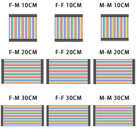 400 шт./лот 10x40 шт. кабель Dupont/линия 10 см/20 см/30 см 2,54 мм от штекера к гнезду или гнезду к гнезду ► Фото 1/6