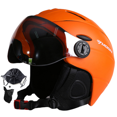 Луна очки лыжный шлем интегрально-Литые PC + EPS CE сертификат лыжный шлем Спорт на открытом воздухе Лыжный сноуборд скейтборд шлем ► Фото 1/6