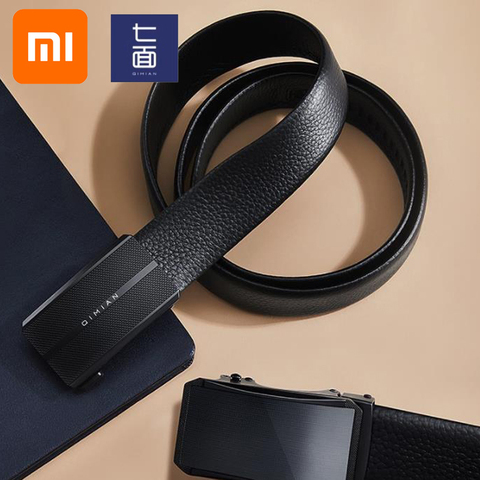 Мужской ремень Xiaomi qimian Nappa, кожаный повседневный деловой ремень с автоматической пряжкой, зеркальный ► Фото 1/6