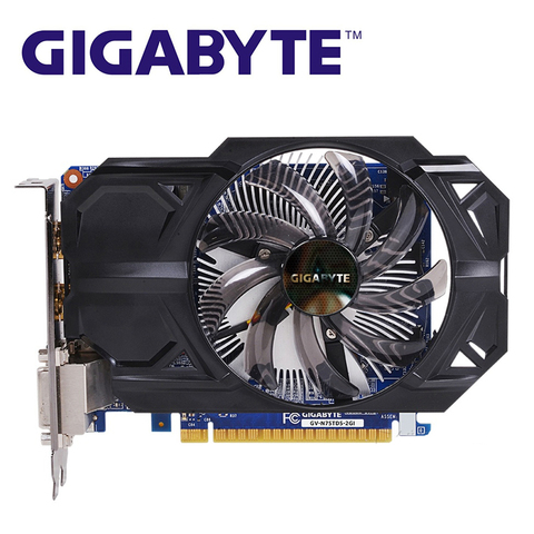 Видеокарта GIGABYTE GTX 750Ti 2 Гб D5, GV-N75TD5-2GI 128 бит GDDR5 для nVIDIA Geforce GTX750 Hdmi Dvi, б/у ► Фото 1/6