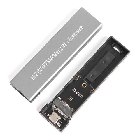 M2 SSD чехол NVME корпус M.2 к USB Type C 3,1 SSD адаптер для двойного сигнала NVME PCIE NGFF SATA M/B Ключ SSD диск коробка SSD чехол ► Фото 1/6