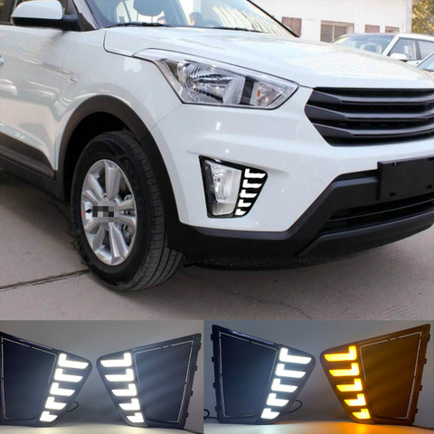 Автомобильные фары для Hyundai Creta IX25 2014-2016, водонепроницаемые, IP67, ДХО, 2 шт., светодиодный, дневные ходовые огни, противотуманные фары, желтые ук... ► Фото 1/3