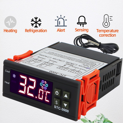 STC-1000 STC-3000 цифровой термостат Температура контроллер светодиодный термометр Сенсор гигрометром декоративные часы для реле терморегулятор 12V 24V 220V ► Фото 1/6
