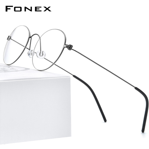Мужские и женские очки с титановой оправой FONEX B, новые корейские оптические оправы для близорукости, Безвинтовые очки 7510 ► Фото 1/6