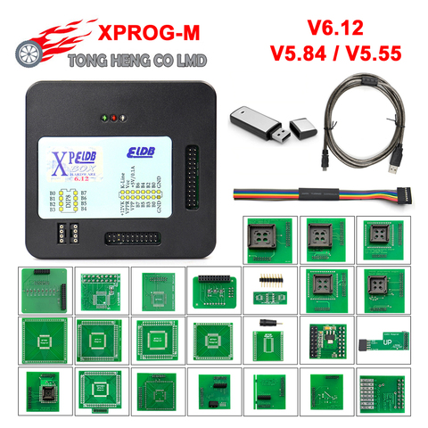 Новинка, металлическая коробка, ПРОГРАММАТОР XPROG ECU V5.55 V5.84, Полные Адаптеры ► Фото 1/1