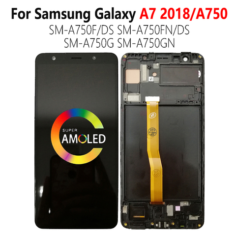 ЖК-дисплей Super AMOLED A750 для SAMSUNG Galaxy A7 2022, дисплей с рамкой SM-A750FN/DS A750F, сенсорный датчик, дигитайзер в сборе ► Фото 1/6
