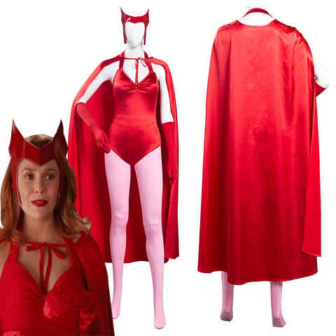 Wanda Vision Scarlet Witch Wanda Maximoff Косплей Костюм женский комбинезон наряды Хэллоуин Карнавальный Костюм ► Фото 1/1