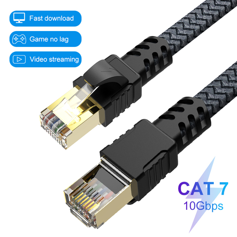 Ethernet-кабель RJ45 Cat7 Lan-Кабель UTP RJ 45, сетевой кабель, плоский Ethernet-кабель, патч-корд для модема, маршрутизатора, кабеля Ethernet ► Фото 1/6